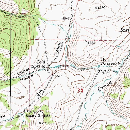 Topographic Map of Elk Valley, UT