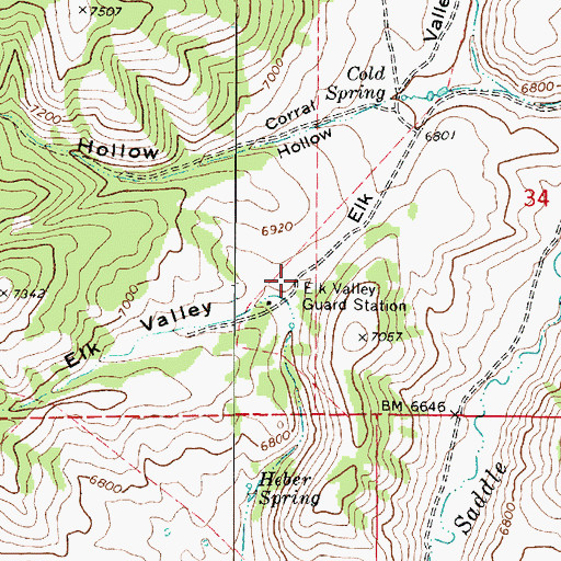 Topographic Map of Elk Valley Guard Station, UT
