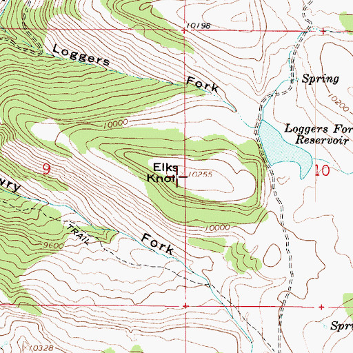Topographic Map of Elks Knoll, UT