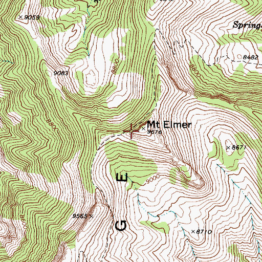 Topographic Map of Mount Elmer, UT