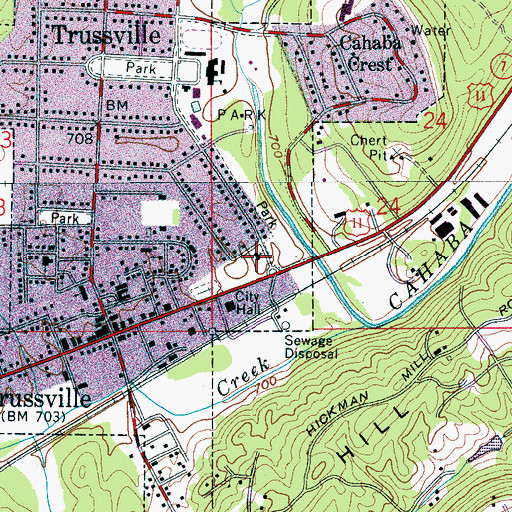 Topographic Map of Church of the Holy Cross, AL