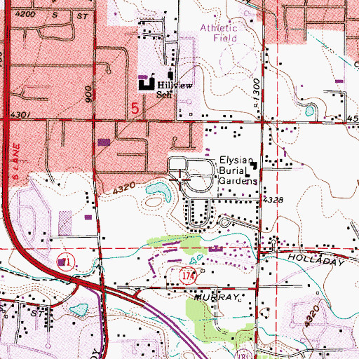 Topographic Map of Elysian Burial Gardens, UT