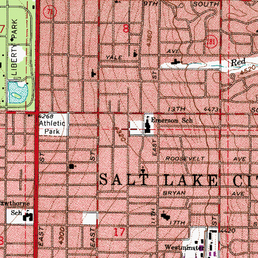 Topographic Map of Emerson Elementary School, UT