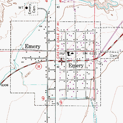 Topographic Map of Emery, UT