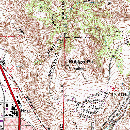 Topographic Map of Ensign Peak, UT