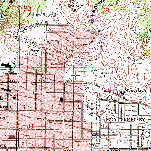 Topographic Map of Ensign Elementary School, UT