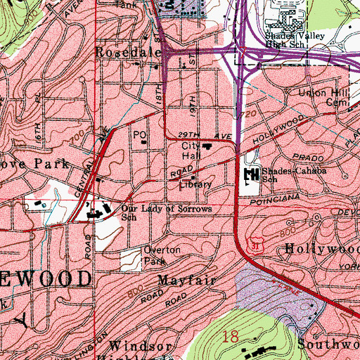 Topographic Map of Church of the Open Door, AL