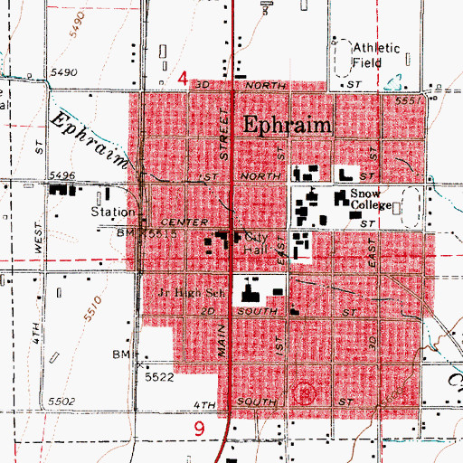 Topographic Map of Ephraim, UT
