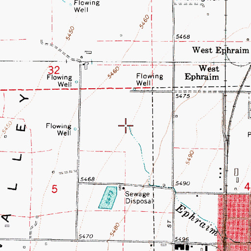 Topographic Map of Ephraim Creek, UT