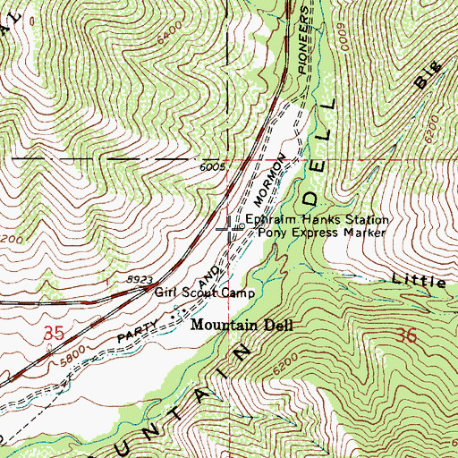 Topographic Map of Ephraim Hanks Station Pony Express Marker, UT