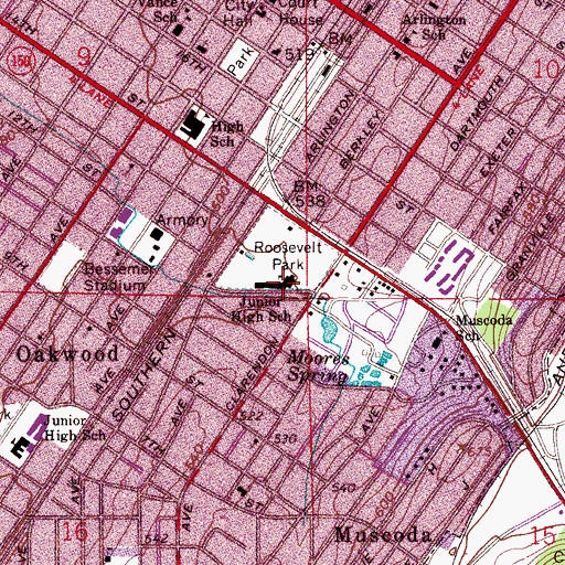 Topographic Map of Clarendon Middle School, AL