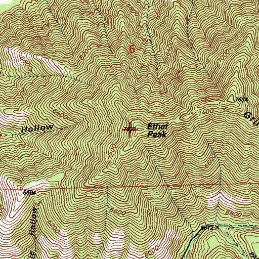 Topographic Map of Ether Peak, UT