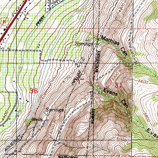 Topographic Map of Evans Canyon, UT