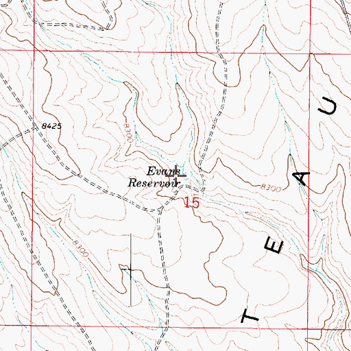 Topographic Map of Evans Reservoir, UT