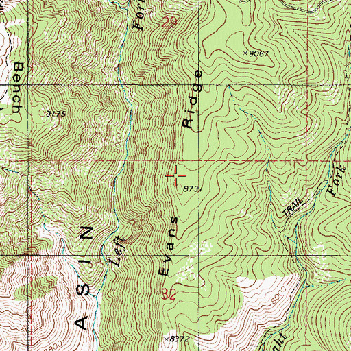 Topographic Map of Evans Ridge, UT