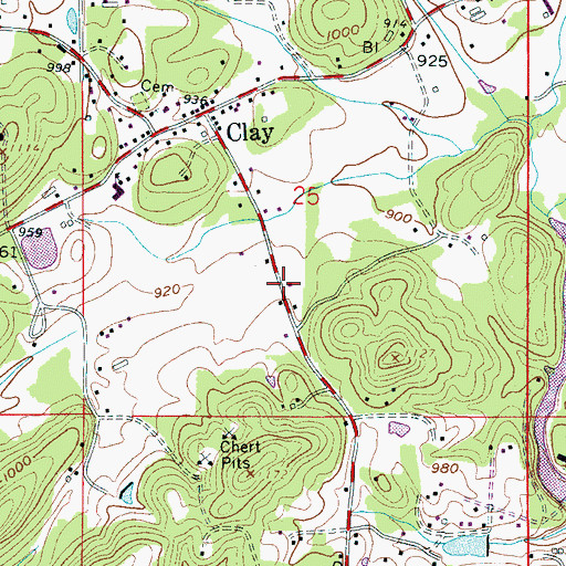 Topographic Map of Clay Alliance Church, AL