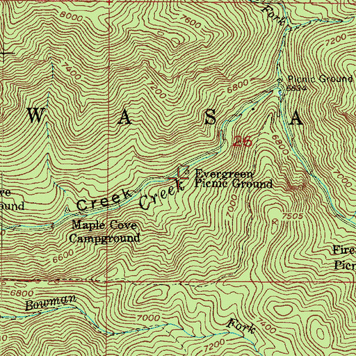 Topographic Map of Evergreen Picnic Ground, UT