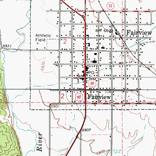Topographic Map of Fairview, UT