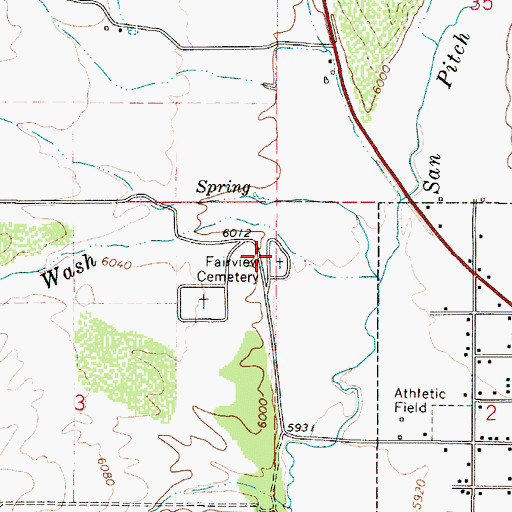 Topographic Map of Fairview Lower Cemetery, UT