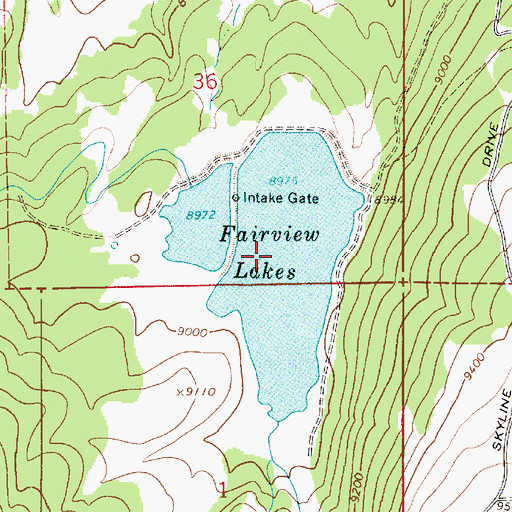 Topographic Map of Fairview Lakes, UT