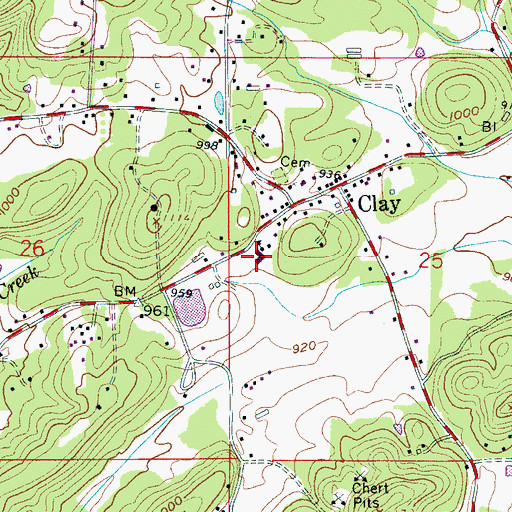 Topographic Map of Clay Elementary School, AL