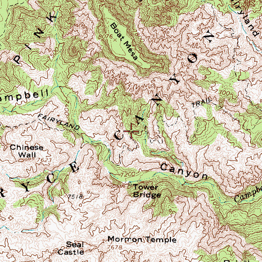 Topographic Map of Fairyland Loop Trail, UT