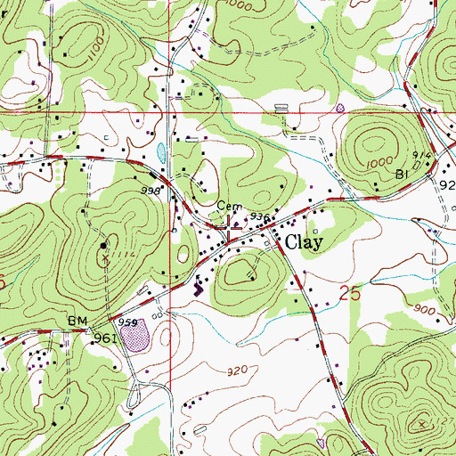 Topographic Map of Clay School (historical), AL