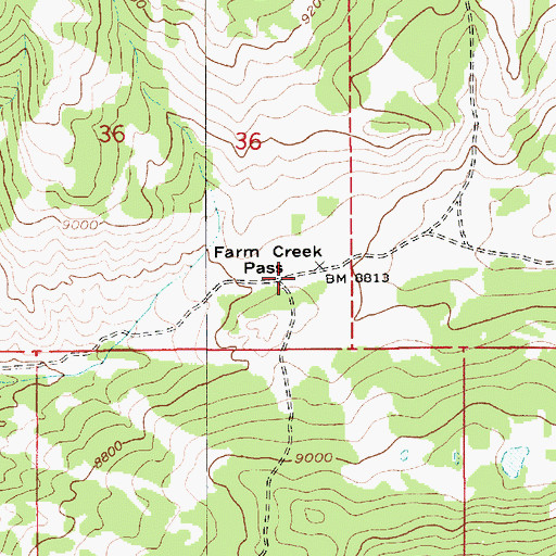 Topographic Map of Farm Creek Pass, UT