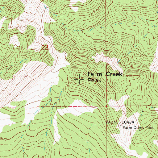 Topographic Map of Farm Creek Peak, UT