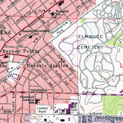Topographic Map of Cleveland (historical), AL