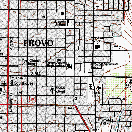 Topographic Map of Farrer Junior High School, UT