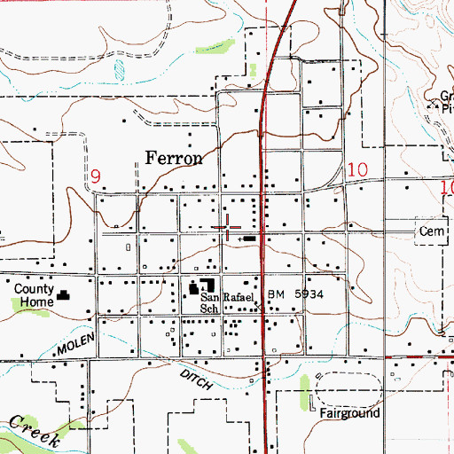 Topographic Map of Ferron, UT