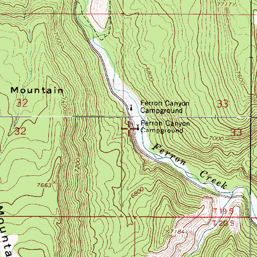 Topographic Map of Ferron Canyon Campground, UT