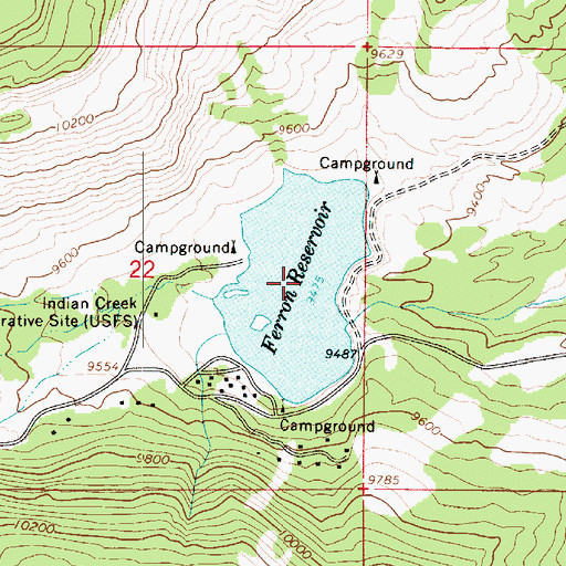 Topographic Map of Ferron Reservoir, UT