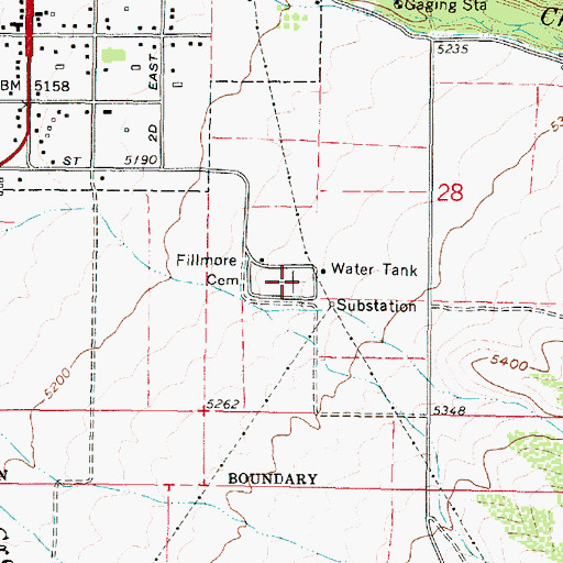Topographic Map of Fillmore Cemetery, UT