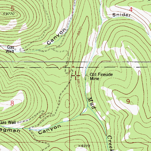 Topographic Map of Fireside Mine, UT