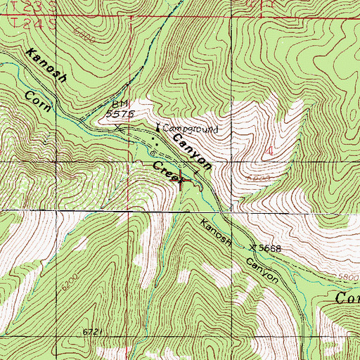 Topographic Map of First Creek, UT