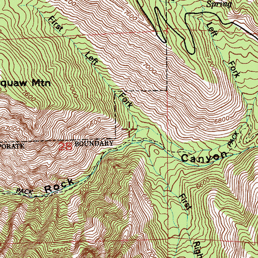 Topographic Map of First Left Fork Rock Canyon, UT
