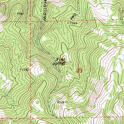 Topographic Map of First Spring, UT