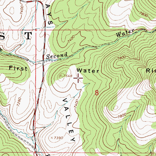 Topographic Map of First Water Ridge, UT
