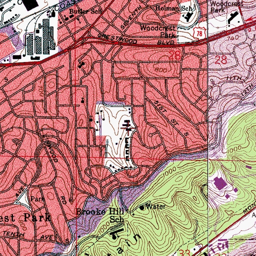 Topographic Map of Comer Elementary School, AL