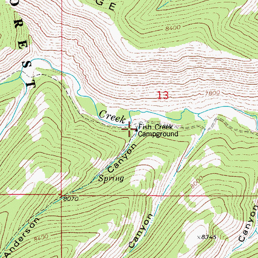 Topographic Map of Fish Creek Campground, UT