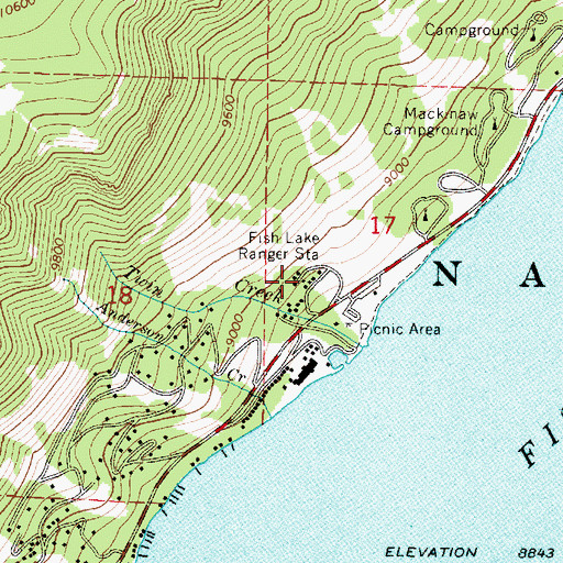Topographic Map of Fish Lake Ranger Station, UT
