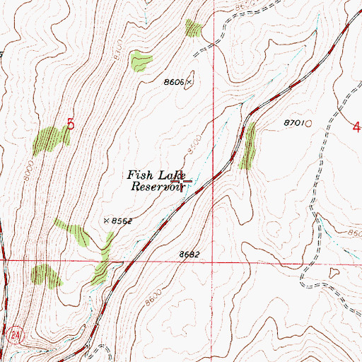 Topographic Map of Fish Lake Reservoir, UT