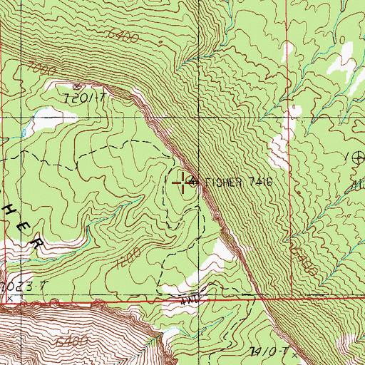 Topographic Map of Fisher Mesa, UT