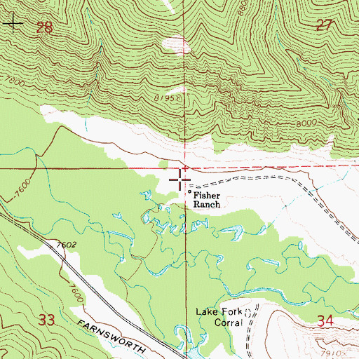 Topographic Map of Fisher Ranch, UT