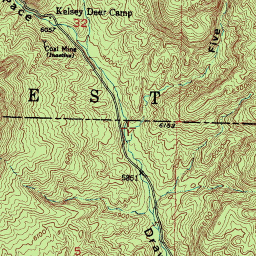 Topographic Map of Five Pines Canyon, UT