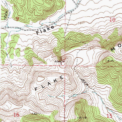 Topographic Map of Flake Mountain, UT