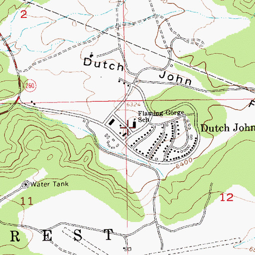 Topographic Map of Flaming Gorge School, UT