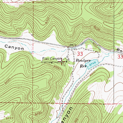 Topographic Map of Flat Canyon Campground, UT
